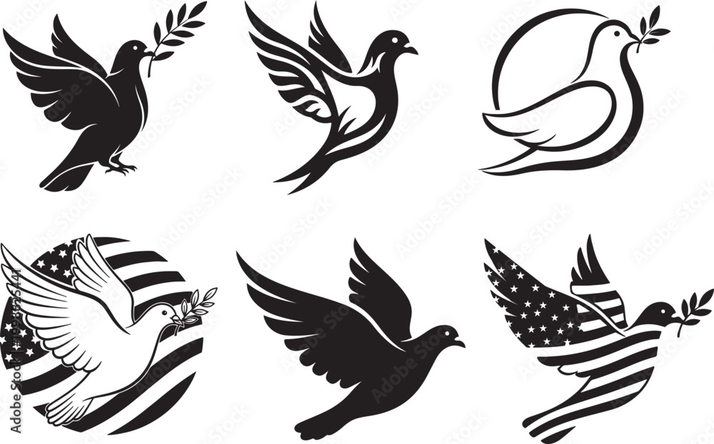 Fototapeta premium Pigeon Vector Black and White Line Art