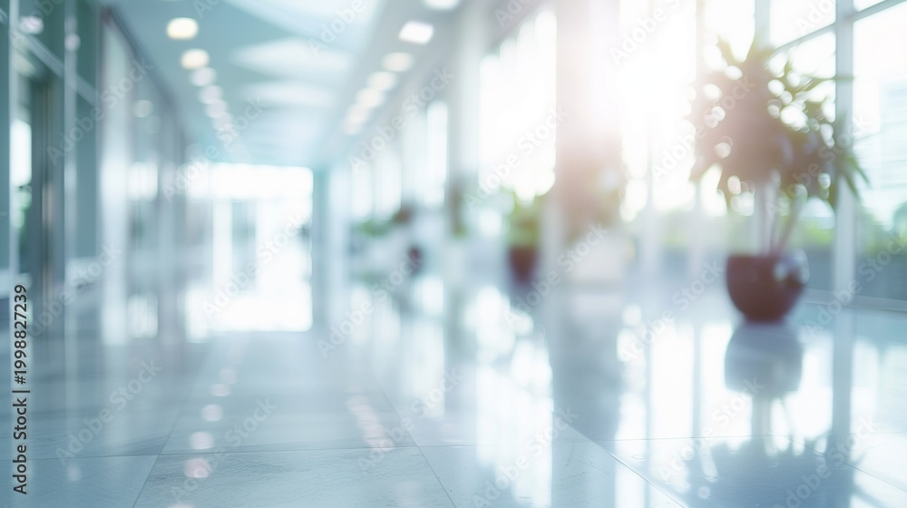 Fototapeta premium Bright corporate office defocused background, clean minimal look.