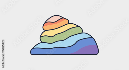 Rainbow poop icon, pride flag colors, funny symbol of diversity and inclusion