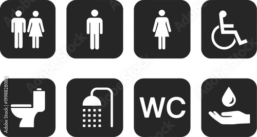 Tableau sur toile Restroom sign icon set male female unisex toilet symbols minimal vector illustra