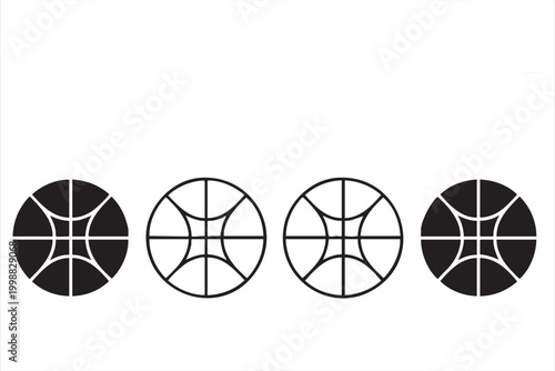 Basketball silhouette and outline icons for athletic apps and merchandise