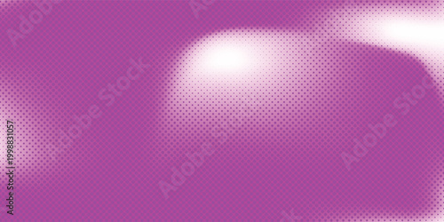 Retro pop art style purple halftone background with wavy neon texture.