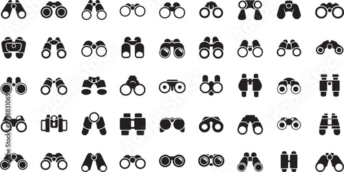 Multiple binocular icons displayed on a white background with binocular