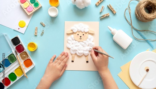 Eid al Adha sheep craft kids DIY art paper cotton festive activity