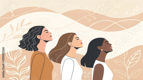 Faceless women art print abstract modern illustration vector 
