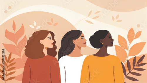 Faceless women art print abstract modern illustration vector 
