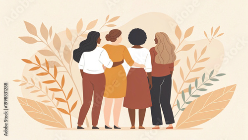 Faceless women art print abstract modern illustration vector 
