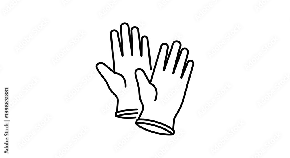 Obraz premium Clean Hands Icon: Protective Gloves, Hygiene, Medical, Safety, Cleaning, Workwear