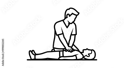 CPR training: Person performing chest compressions on a mannequin