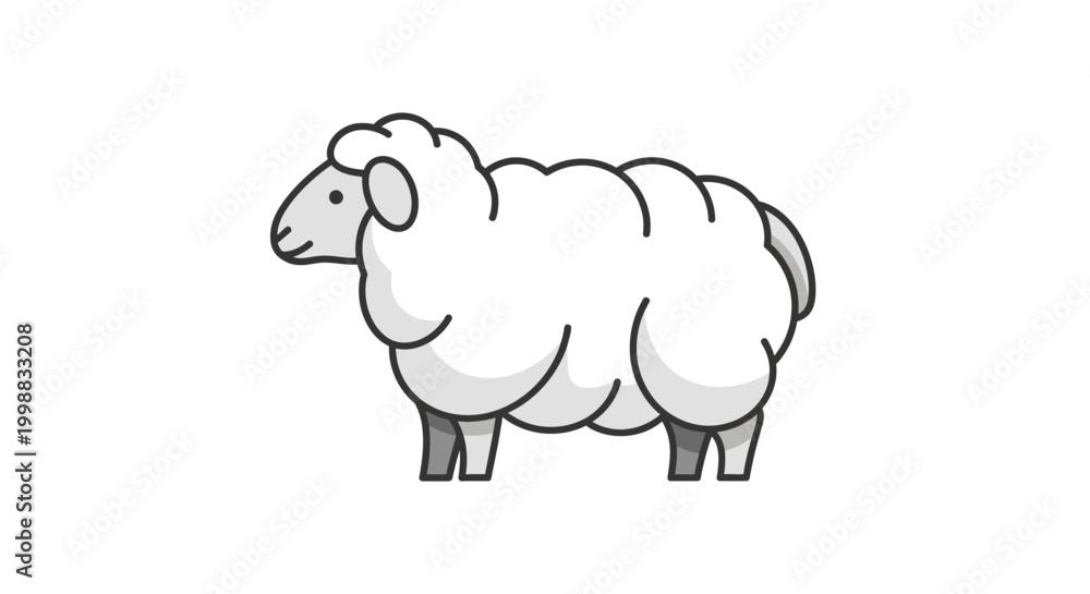 Obraz premium Cartoon Sheep Illustration.