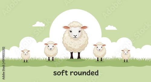Cartoon sheep standing together.
