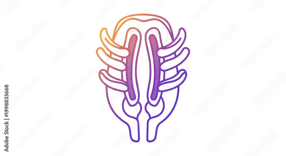 Fototapeta premium Abstract biological cell structure with gradient purple and orange colors, science and biology concept