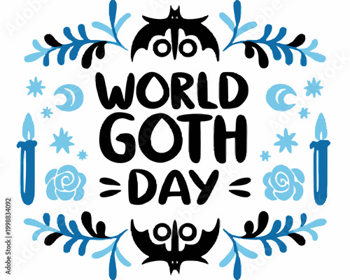 World Goth Day Vector Illustration Isolated on White Background, Dark Theme Design