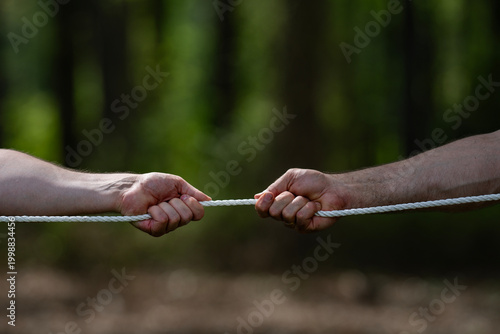 Photos Hands rope work concept shows manual labor