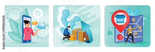 Internet shop clients support concept. Customer service. Returns and refunds. franchising.