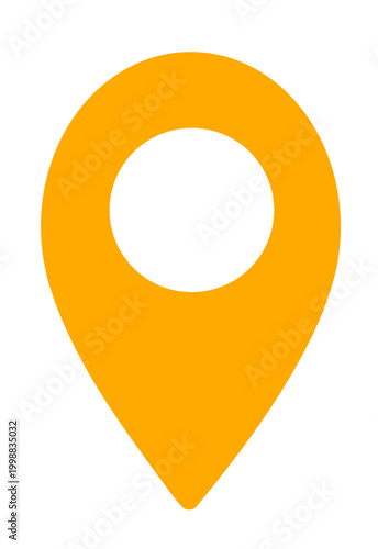 Flat orange teardrop map location marker icon