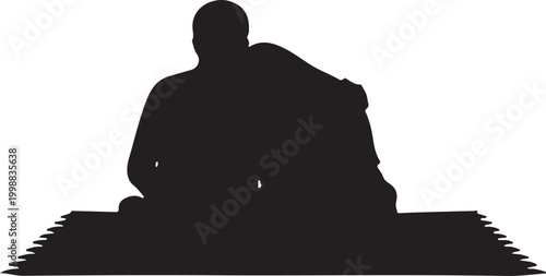 Silhouette of a Romantic Couple Sitting Together on a Rug