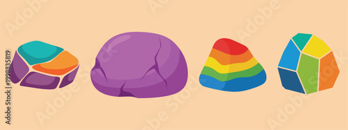 Colorful Geometric Stones Vector Art