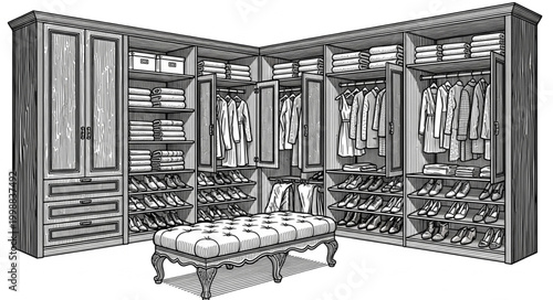 Elegant Wardrobe Black White Design 
