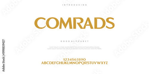 Comrads Abstract Fashion font alphabet. Minimal modern urban fonts for logo, brand etc. Typography typeface uppercase lowercase and number. vector illustration