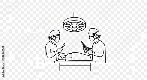 Surgeons Performing Operation Under Surgical Lamp in Operating Room