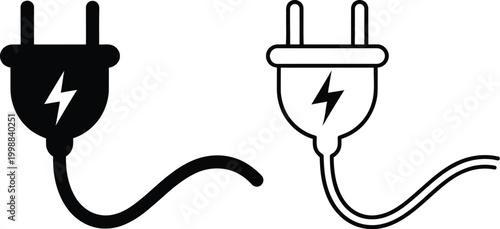 Tableau sur toile Power plug icon electric glyph symbol energy connection vector illustration