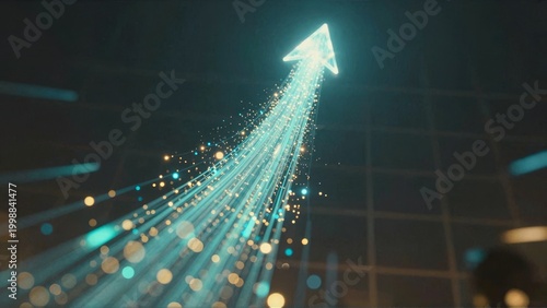 Futuristic Glowing Blue Arrow Upward Motion Background