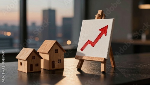 Real Estate Market Growth Concept with Rising Red Arrow