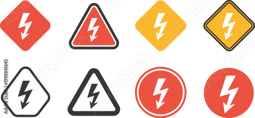Power outage warning sign electricity high voltage symbols hazard vector illustration