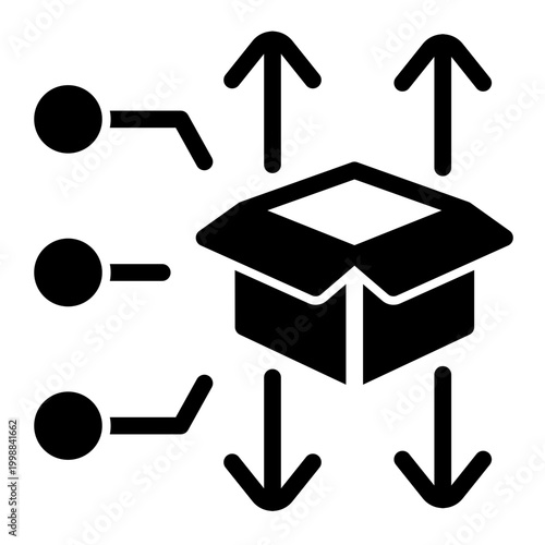 Systematic product movement from manufacturer to end consumer through various channels (Glyph Style)