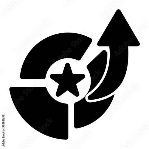 Strategic measurement of business success against defined objectives and growth targets (Glyph Style)
