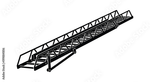 Industrial conveyor belt silhouette in black and white detailed machinery illustration silhouette high quality professional modern elegant stylish clean