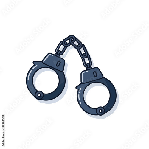 Handcuffs Icon Isolated on White Background, Metal Restraint Symbol