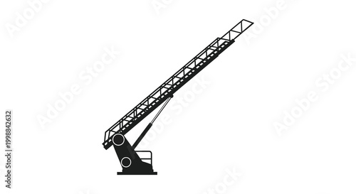 Fire truck ladder silhouette in black against a white background silhouette high quality professional detailed modern elegant stylish clean