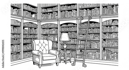 Book Room Black White Design 