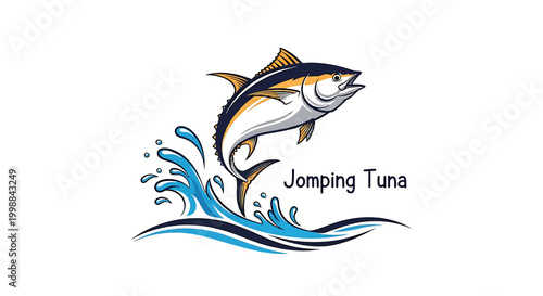 Jumping Tuna Logo A Vibrant Emblem of Aquatic Energy and Freshness