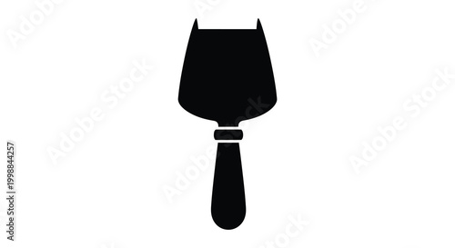 Black silhouette of a putty knife with a wooden handle on a white background silhouette high quality professional detailed