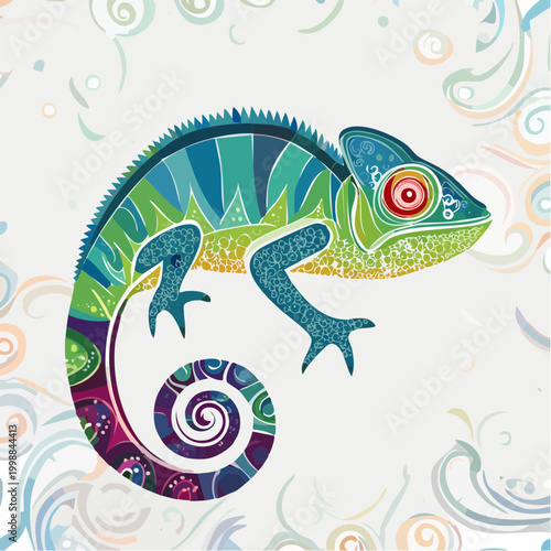 Colorful Chameleon Changing Color Animal.