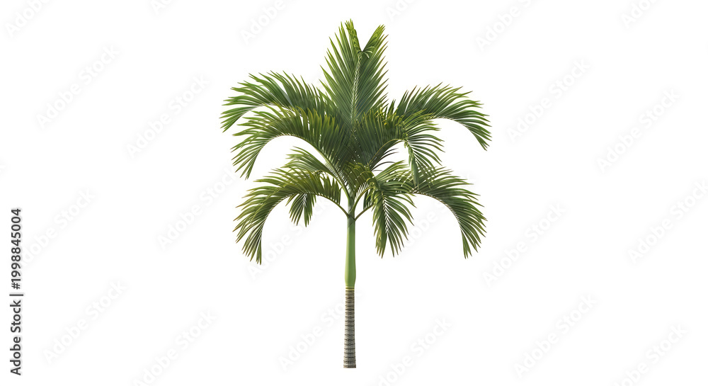 Obraz premium tall palm tree with green leaves on white background