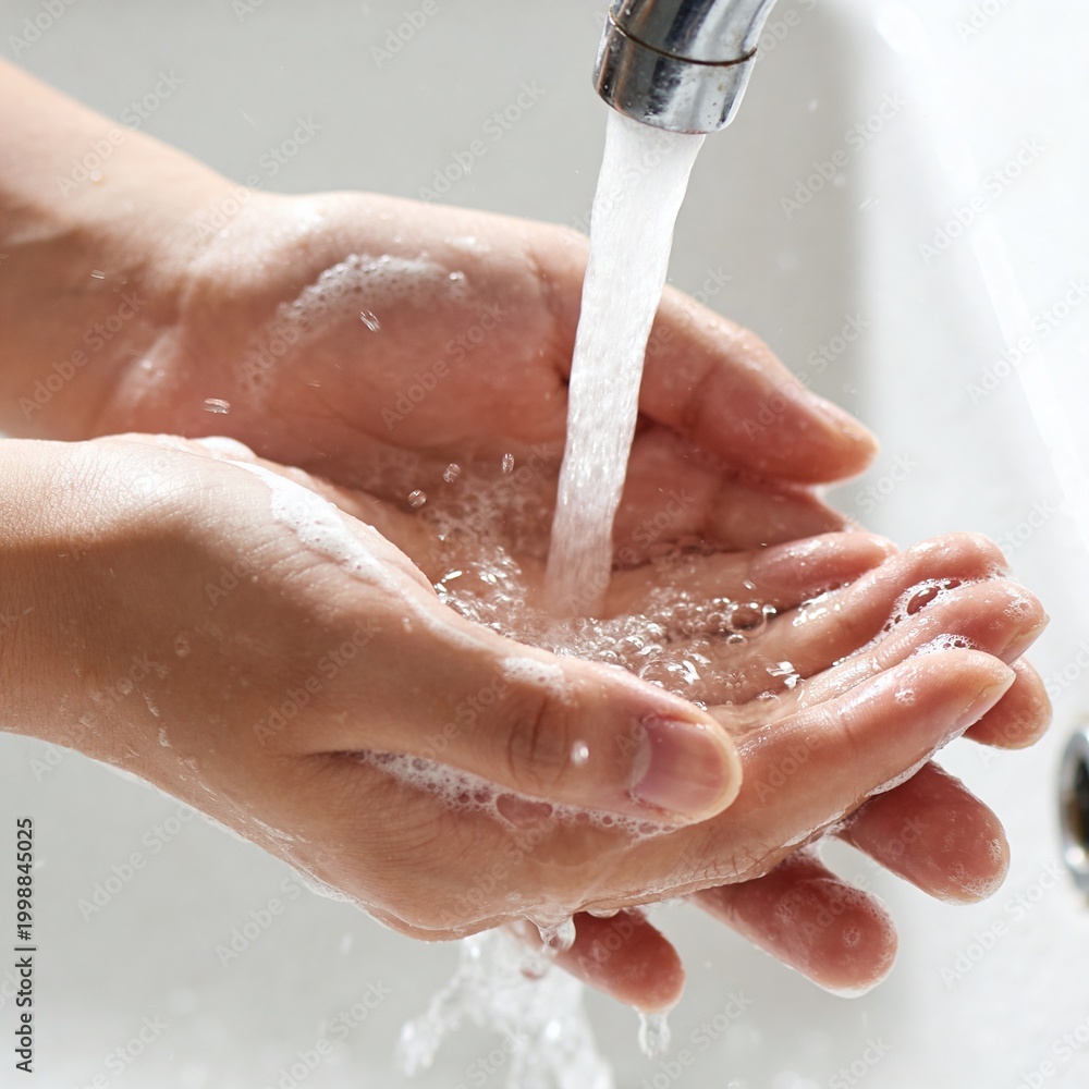 Fototapeta premium Clean Hands Hygiene – Washing Routine for Health Protection