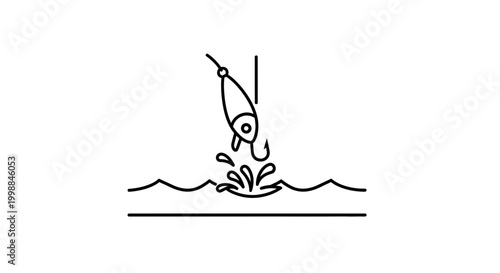 Fishing lure splashing in water, close-up, fishing concept, outdoor activity, bait hook