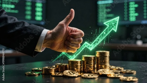 Cryptocurrency Market Growth and Financial Success Concept