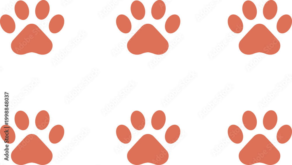 Fototapeta premium Orange Paw Print Icons Set Minimal Animal Footprint Symbols Collection For Pet Care Branding Veterinary Design And Pet Related Graphics