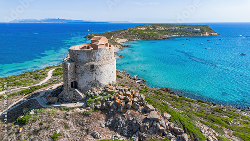 Εκτύπωση καμβά Aerial view of the historic Torre di San Giovanni watchtower on the Sinis penins