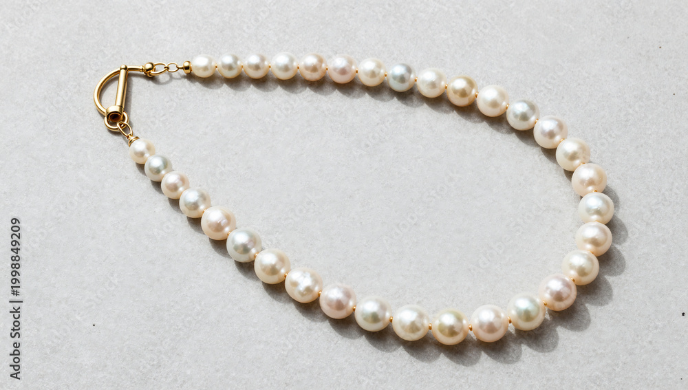 Obraz premium Modernist Asymmetrical Baroque Pearl Necklace with Gold Detail