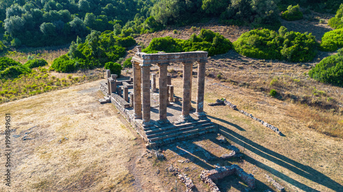 Photos Aerial view of the Temple of Antas, a Roman-Punic sanctuary with standing column