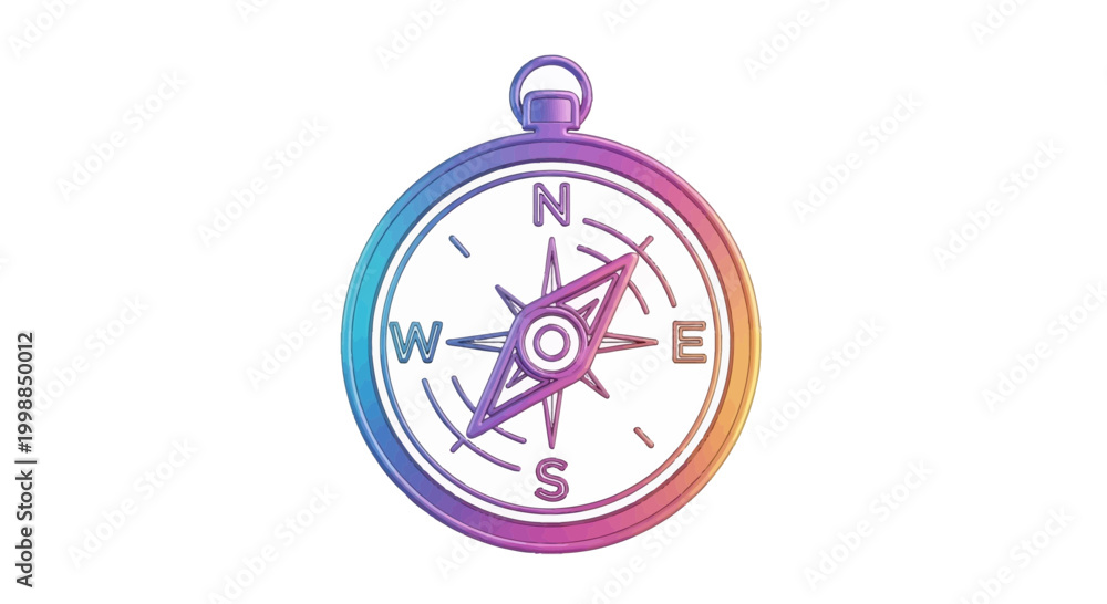 Fototapeta premium Colorful Compass Rose Icon with Gradient Colors - Navigation and Direction Symbol
