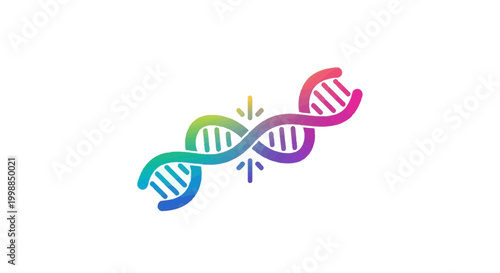 Colorful DNA Double Helix with Arrows, Genetic Research, Science, Innovation