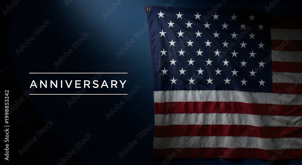 Fototapeta premium American flag illustration for anniversary celebration on black background