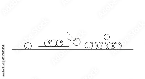 Traditional Marble Game (Kelereng) Line Art Illustration